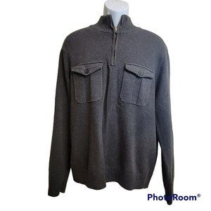 Dockers 1/2 Zip Men's Gray Sweater Size LG with Two Front Pockets  EUC